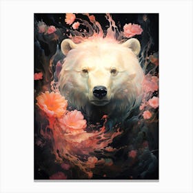 Polar Bear With Flowers Canvas Print