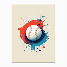 Baseball Ball With Paint Splashes Canvas Print