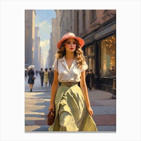 Girl In A Hat Canvas Print