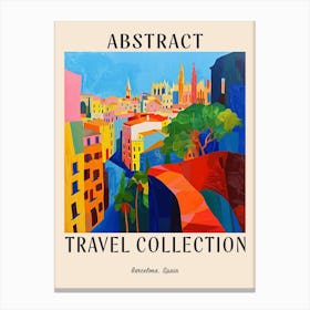 Abstract Travel Collection Poster Barcelona Spain 3 Canvas Print