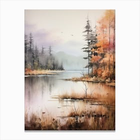 Lake In The Woods In Autumn, Painting 68 Canvas Print