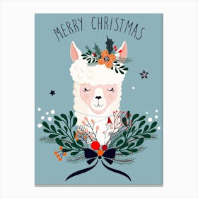 Merry Christmas Llama 1 Canvas Print