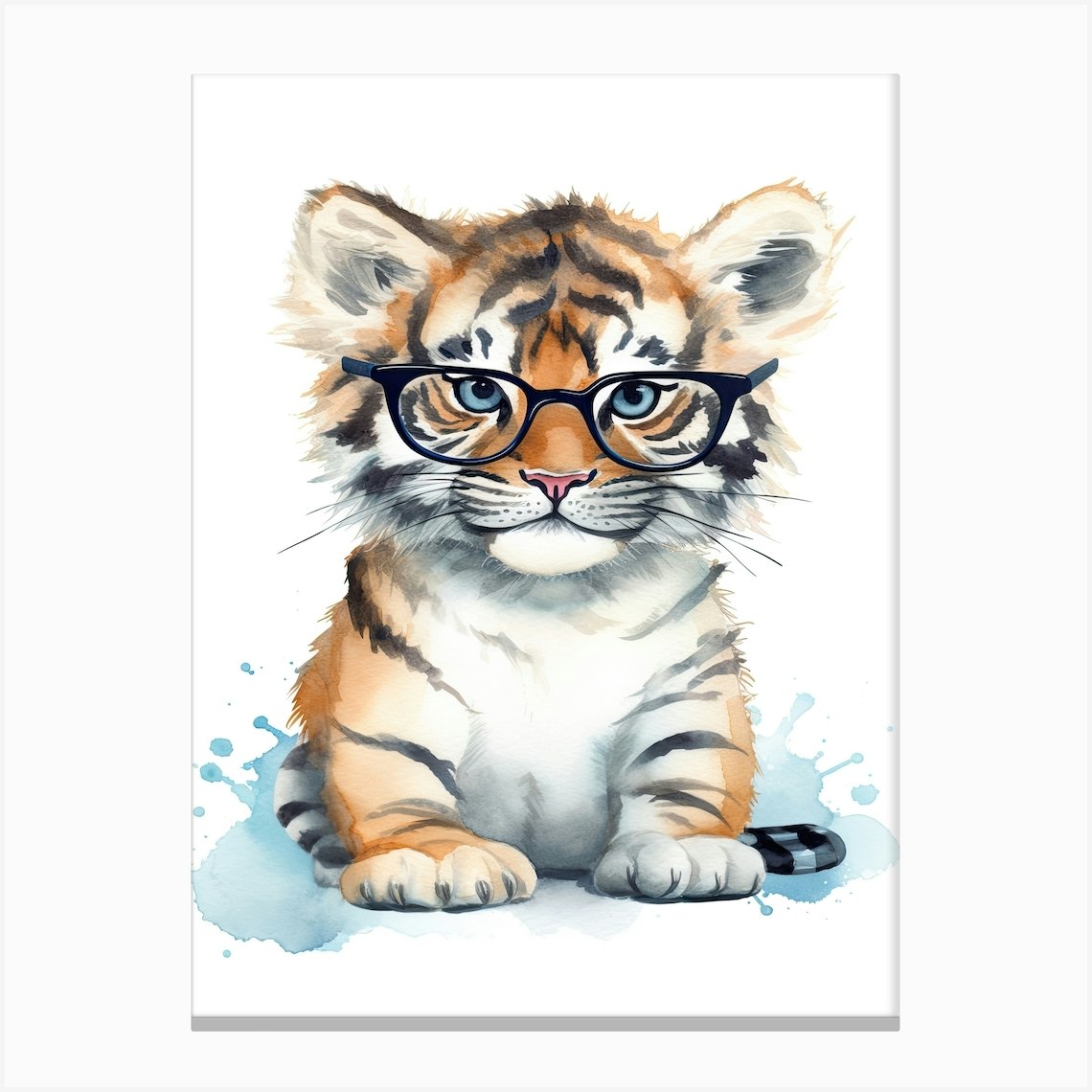 Cute Baby Tiger Cub Wearing Glasses