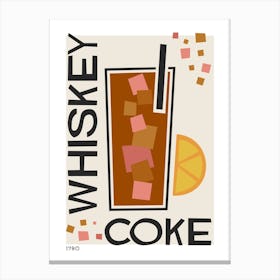 Whiskey Coke Retro Cocktail  Neutral Canvas Print