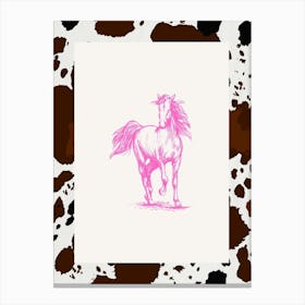 Hot Pink Horse Line Drawing 1 Canvas Print