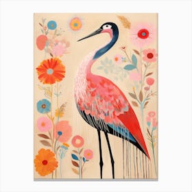 Pink Scandi Crane 3 Canvas Print