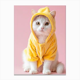 Cute Cat In Yellow Hoodie Canvas Print