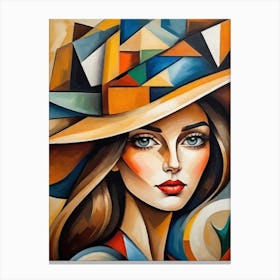 Woman In A Hat - Cubism 5 Canvas Print