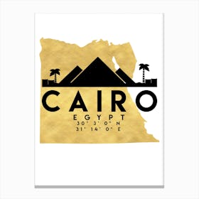 Cairo Egypt Silhouette City Skyline Map Canvas Print