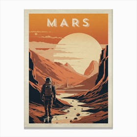 Mars, colony, astronaut — Vintage space poster, retro space art, retrofuturism, retro sci-fi 1 Canvas Print