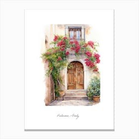Palermo, Italy   Mediterranean Doors Watercolour Painting 4 Poster Canvas Print