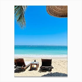 Relax Lounge Dream Ocean Beach Chair Idylli Holiday Rest Swim Shore Paradise Shoreline B (21) Canvas Print