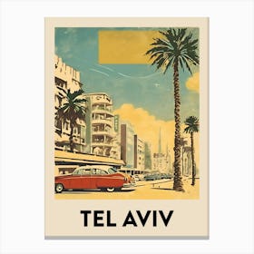 Tel Aviv Retro Travel Poster 1 Canvas Print