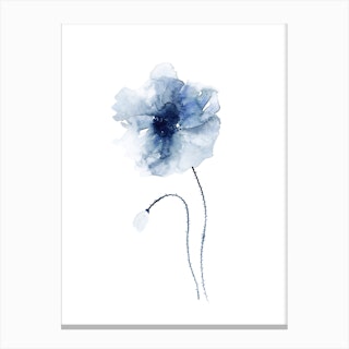Blue Abstract Poppies 2 Canvas Print