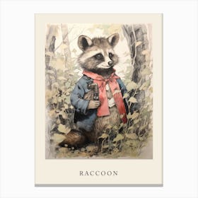 Beatrix Potter Inspired  Animal Watercolour Raccoon 1 Canvas Print