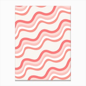 Pink And White Wavy Pattern Canvas Print