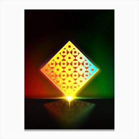 Neon Geometric Glyph in Watermelon Green and Red on Black n.0265 Canvas Print