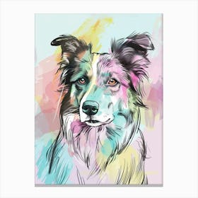 Collie Dog Pastel Line Illustration Canvas Print