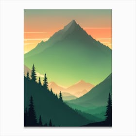 Misty Mountains Vertical Composition In Green Tone 59 Canvas Print