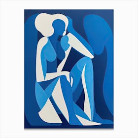 Blue Drawing Of A Woman Matisse Style Canvas Print