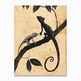 Chameleon Friends Block Print Canvas Print
