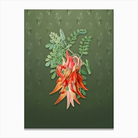 Vintage Crimson Glory Pea Flower Botanical on Lunar Green Pattern n.1454 Canvas Print