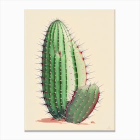 Nopal Cactus Retro Drawing Canvas Print