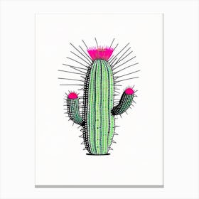 Pincushion Cactus Minimal Line Drawing Canvas Print