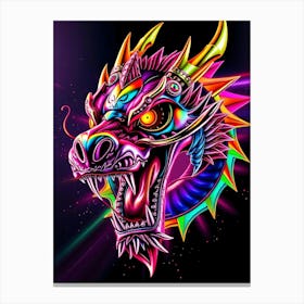 Dragon Head - Neon Art Stampe su tela