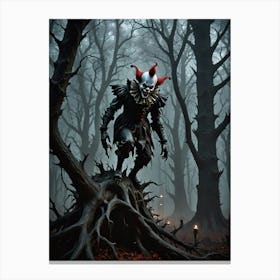 Spooky Clown In The Woods Canvas Print