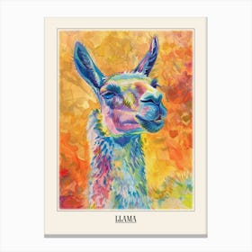 Llama Colourful Watercolour 3 Poster Canvas Print