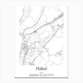 Hakui,Japan Minimalist Map Canvas Print