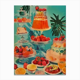 Jelly Dessert Selection Retro Collage 2 Canvas Print