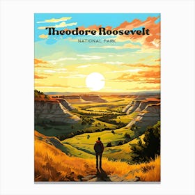 Theodore Roosevelt National Park Sunrise Modern Travel Illustration Canvas Print