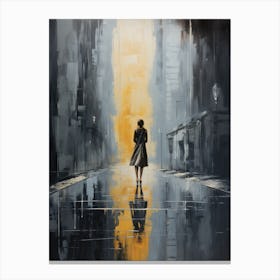 Woman Walking Down The Street Canvas Print