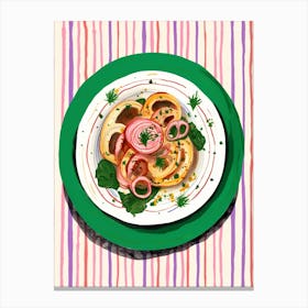 A Plate Of Lasagna, Top View Food Illustration 3 Canvas Print