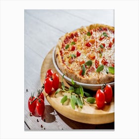 Pizza With Tomatoes And Herbs Canvas Print