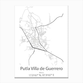 Putla Villa De Guerrero,Mexico Minimalist Map Canvas Print