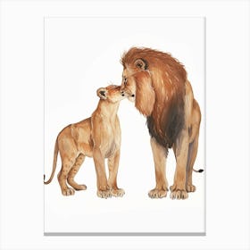 African Lion Mating Rituals Clipart 3 Canvas Print