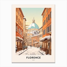 Vintage Winter Travel Poster Florence Italy 2 Canvas Print