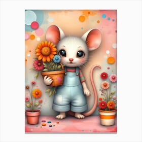 Petal Paws: The Enchanted Garden of Cherie the Gardening Mouse Canvas Print