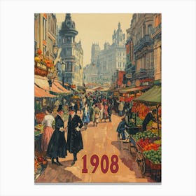 Aihrgdesign A Retro Poster Of A Bustling 1908 City Market Fea 8aa17f38 6e14 425b A6f2 E10341a75dbe 0 Canvas Print