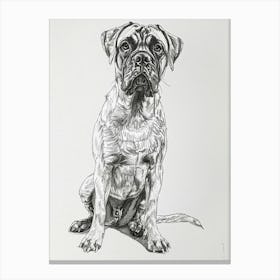 Boxer Dog Line Sketch 2 Canvas Print