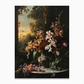 Baroque Floral Still Life Monkey Orchid 3 Canvas Print