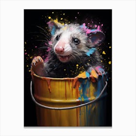  A Possum In Trash Can Vibrant Paint Splash 2 Canvas Print