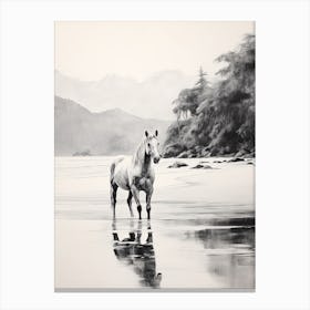 A Horse Oil Painting In Lopes Mendes Beach, Brazil, Portrait 3 Canvas Print