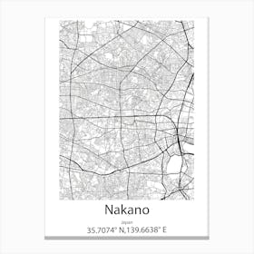 Nakano,Japan Minimalist Map Toile