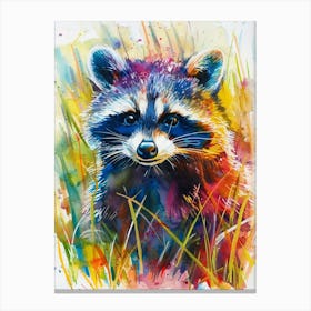 Raccoon Colourful Watercolour 2 Canvas Print