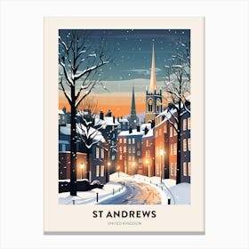 Winter Night  Travel Poster St Andrews United Kingdom 4 Canvas Print