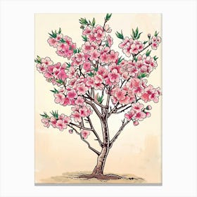 Cherry Blossom Tree Storybook Illustration 2 Canvas Print